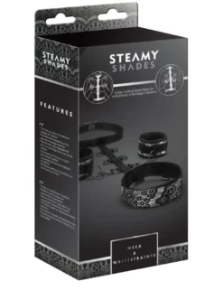 Steamy Shades - Fesselsystem - Halsband mit Manschetten und Hüftgurt