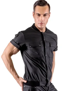 Svenjoyment - Herren-Hemd im Blouson-Style mit Taschen im edlem Mattlook