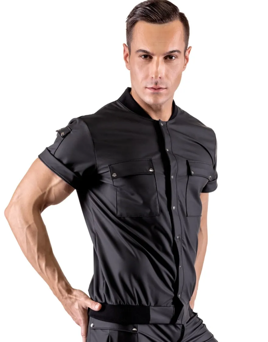 Svenjoyment - Herren-Hemd im Blouson-Style mit Taschen im edlem Mattlook