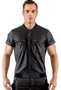 Svenjoyment - Herren-Hemd im Blouson-Style mit Taschen im edlem Mattlook