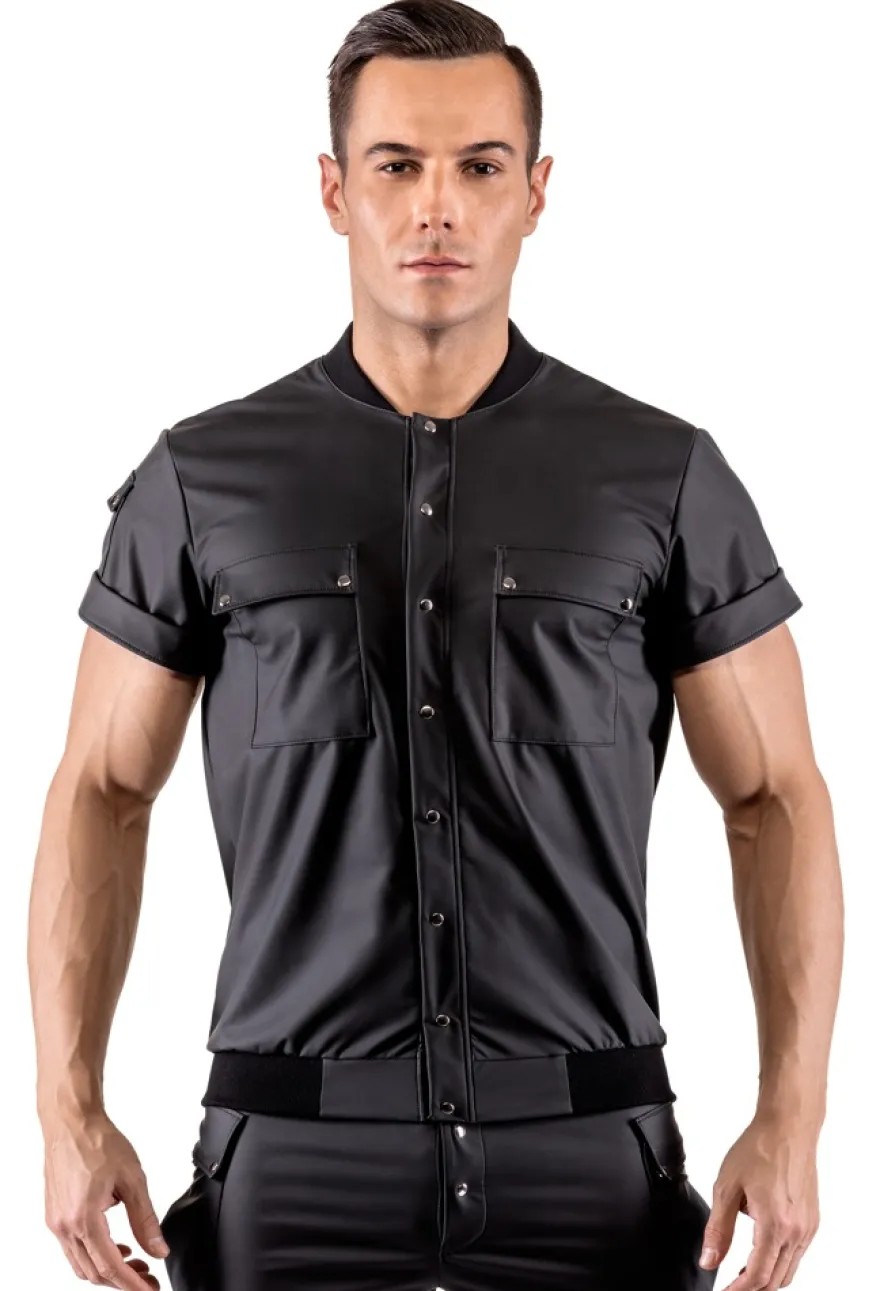 Svenjoyment - Herren-Hemd im Blouson-Style mit Taschen im edlem Mattlook