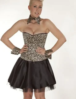 Zugeschnürt Shop - Brust-Korsett Satin leopard