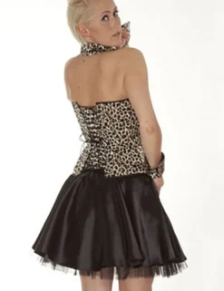 Zugeschnürt Shop - Brust-Korsett Satin leopard
