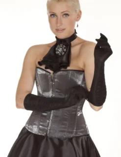 Zugeschnürt Shop - Brust-Korsett Satin silber