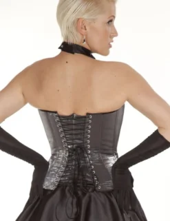 Zugeschnürt Shop - Brust-Korsett Satin silber