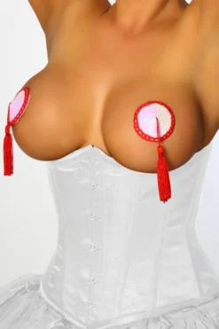 Zugeschnürt Shop - Nipple-Patch aus Pailletten weiß/rot
