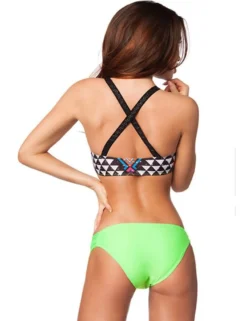 Zugeschnürt Shop - sportlicher Bikini grün/gemustert