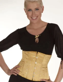 Zugeschnürt Shop - Unterbrust-Korsett Satin mit Swarowski-Elements gold