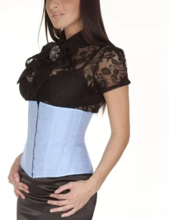 Zugeschnürt Shop - Unterbrust-Korsett Jacquard-Muster hellblau