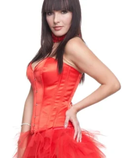 Zugeschnürt Shop - Vollbrust-Korsett Satin rot